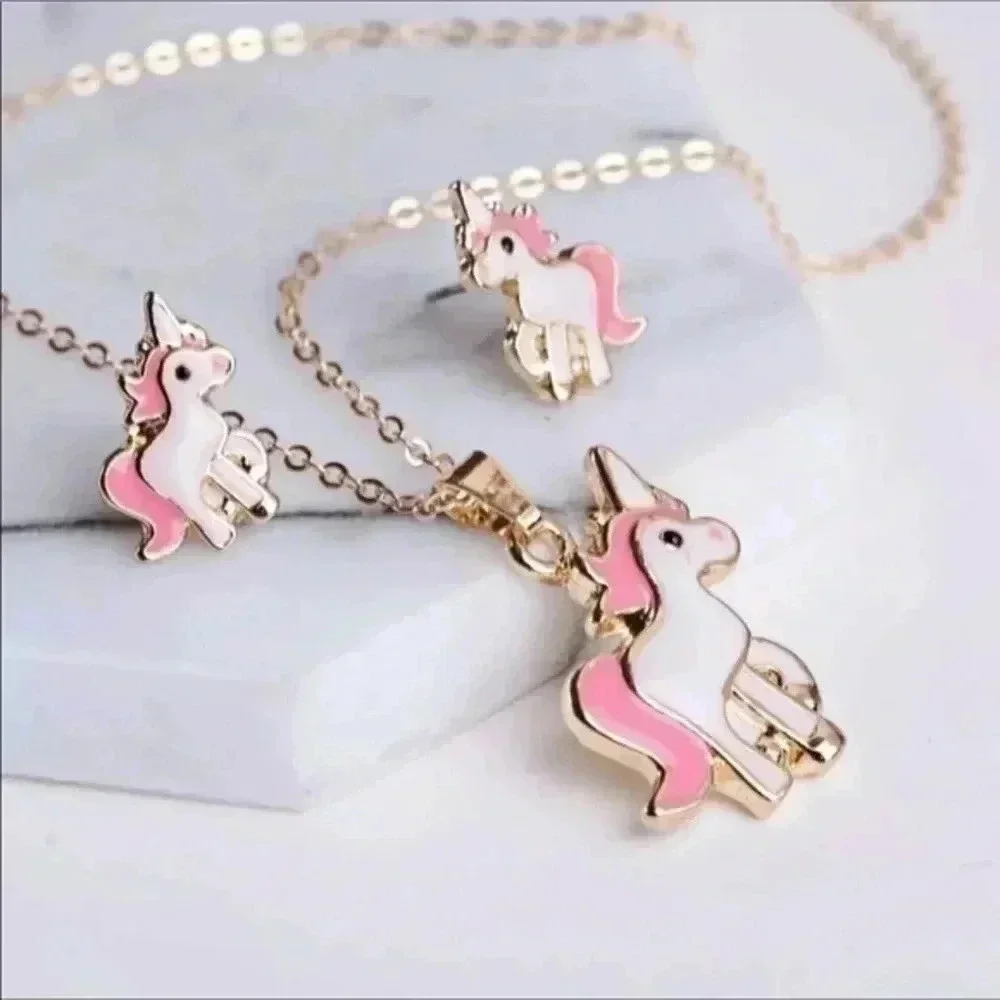 Unicorn Necklace & Earring Set NWT